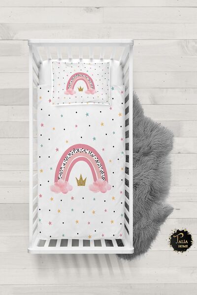 Talia Home Rainbow Patterned Baby Duvet Cover Set - Tlabn-305 with Sheets