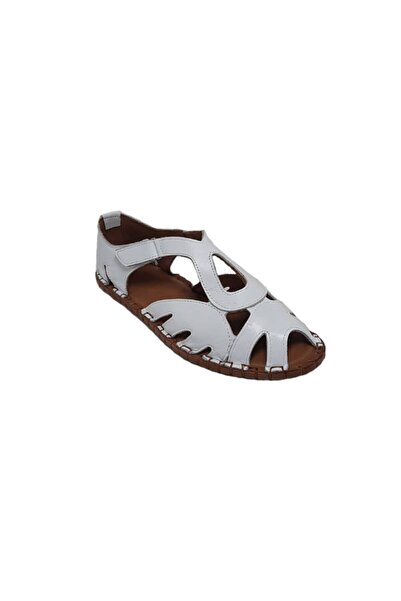 KAPAR Γνήσια δερμάτινα λευκά σανδάλια