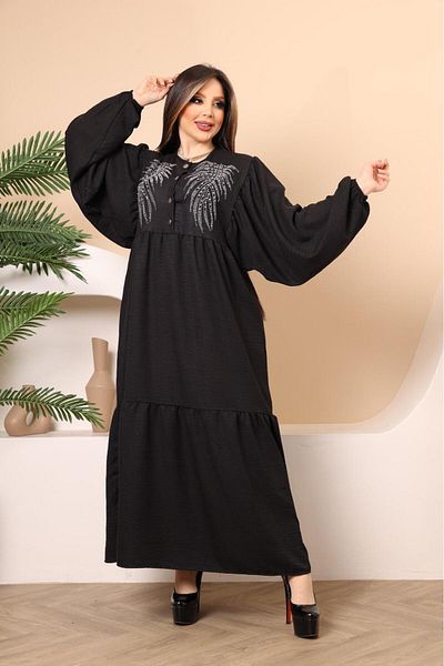 Online Balloon Sleeve Stone Detailed Dress