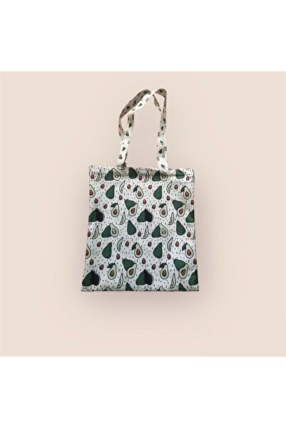 Ahi Shop Avokado Desenli Bez Çanta Avokado Desenli Çanta 34cmx38cm