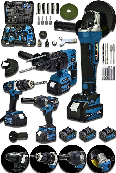 stanrayf Alman 999VF 4'lü Usta Seti 3 Akü Kırıcı Delici Hilti Avuç Taşlama Somun Sökme 13mm Darbeli Matkap