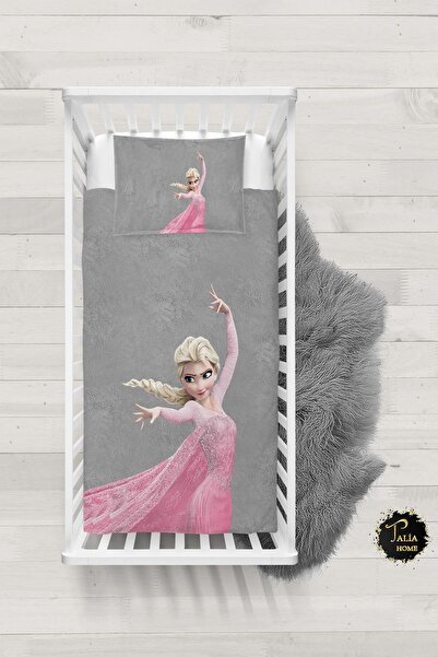 Talia Home طقم غطاء لحاف أطفال رمادي إلسا مع ملاءات TLABN-274