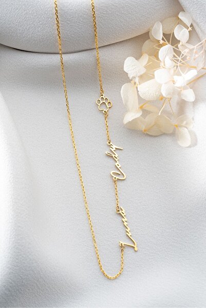 Silvano Jewelry 925 Ayar Gümüş Gold İsimli Pati Kolye