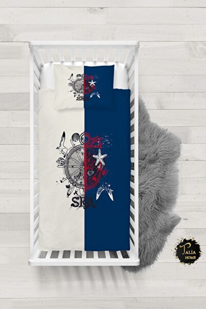Talia Home طقم غطاء لحاف أطفال بنمط بحار بلونين مع ملاءات TLABN-184