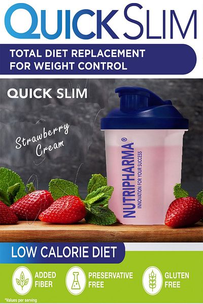 NUTRIPHARMA Quick Slim High Protein Meal Powder, 60 Meal Shakes (2 BOXES WITH STRAIN, BATHROOM)