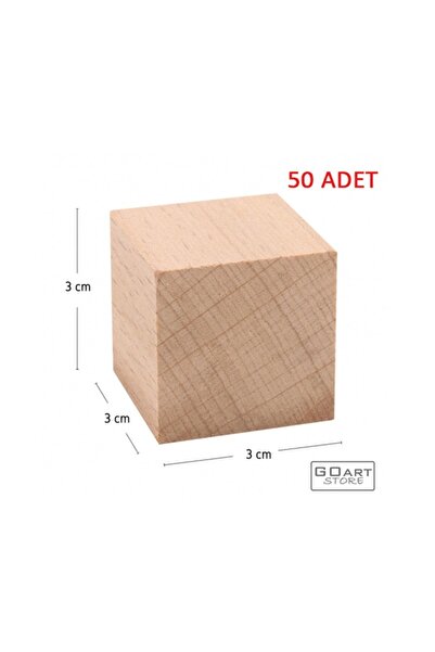 GOart Ahşap Küp Bloklar 3 Cm - 50 Adet - Doğal Ahşap Küp