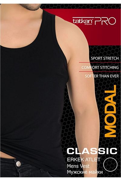 MYS GRUP TEKSTİL 6-piece Men's Black Strappy Combed Cotton Modal Undershirt / Tatkan Set