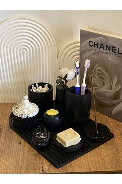 By Sirin Yıldız Banyo Seti Tepsili Beton Takım 9 Parça