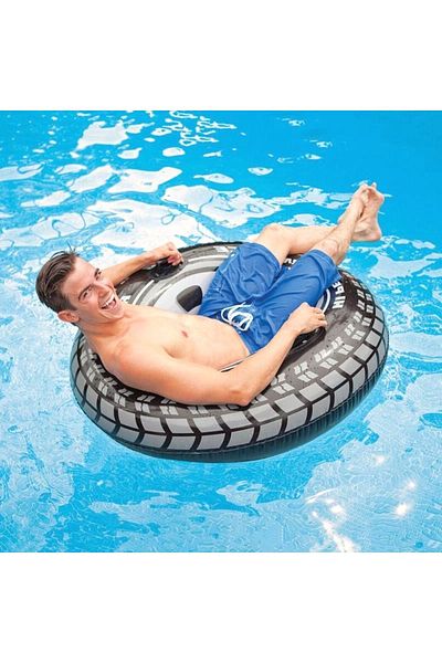 Intex 114 cm Tire Patterned Bagel - Wheel and Inflatable Wheel