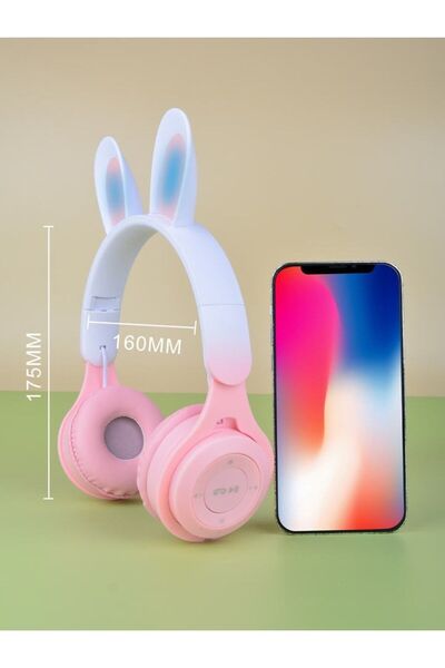 Concord M6R Işıklı Radyolu Aux ve Hafıza Kartı Girişli Tavşan Kulaklı Bluetooh Kulaklık