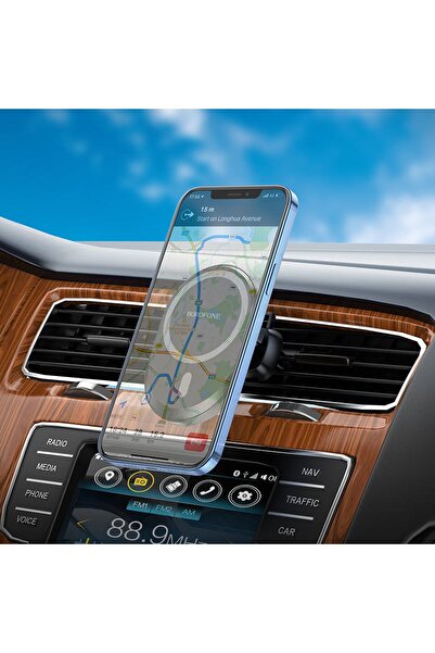 Asfal Magsafe Uyumlu Mıknatıslı Telefon Tutucu Havalandırma Girişli 360° Döne...