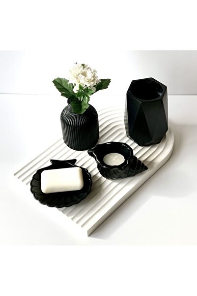 By Sirin Yıldız Tepsili Banyo Seti 5 Parça ( Beton-taş Tozu )