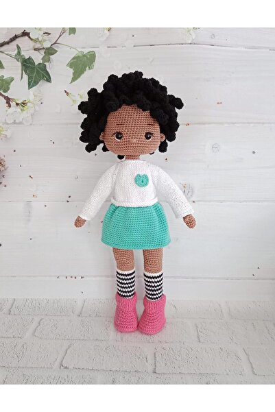 OYUNCAKPARK Esmer Bukle Saçlı Bebek Amigurumi Organik Oyuncak