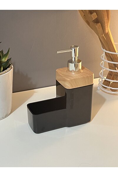 ECO KİTCHEN Ahşap Görünümlü Sıvı Sabunluk,deterjanlık,sünger Hazneli,mutfak S...