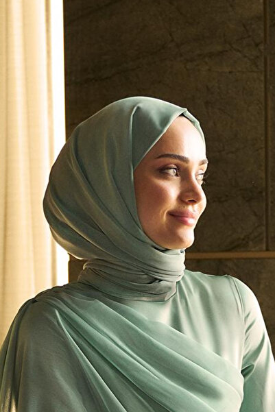 Azeem SU YEŞİLİ Janjan Şifon Abiye Şal , Saten 1,5m x 2m Abiyelik Şal, Saten Şal, 1,5m x 2m Şal