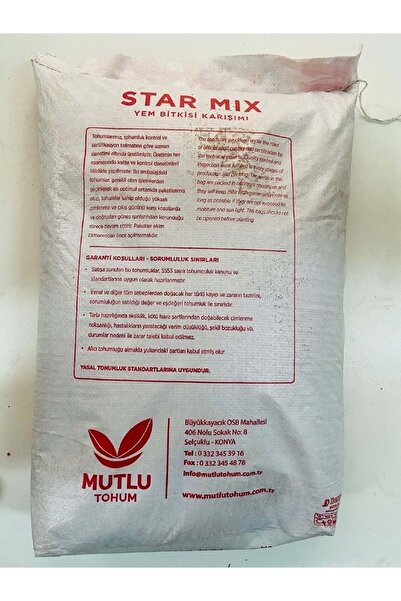 MUTLU TOHUM Starmix 4 Lü Yem Karışımı Tohumu, Macar (ADİ YAZ) Fiğ, Yem Bezelyesi, Tritikale, Buğday 25 Kg