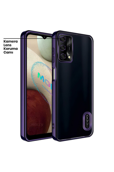 Molly Oppo A74 İçin Derin Mor Lens Koruyuculu CD Lazer Silikon Kılıf