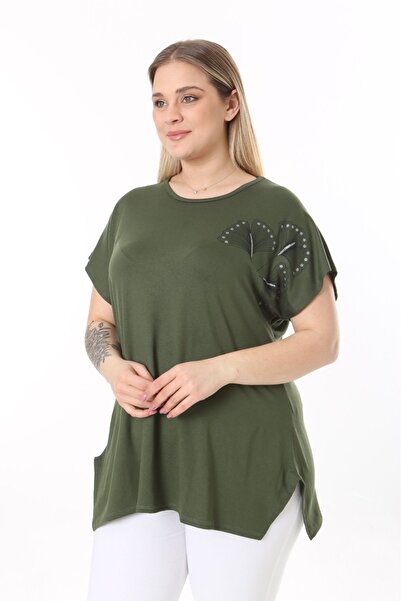 tıgersıze Μοντέλο με στάμπα γυναικείο μπλουζάκι μεγάλου μεγέθους