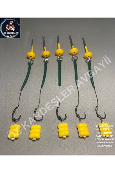 SAZAN RİG Küspe Aparatlı Yüzen Fosfor Yeşili 3 Lü Mısır Sazan Takımı 5’li Set