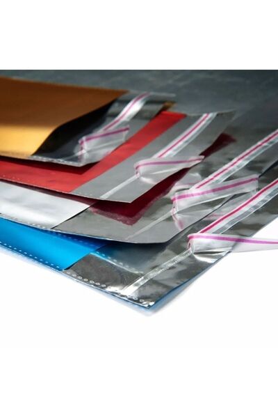 basepack Metalize Bantlı Hediye Paketi Poşeti 17x25cm 1 Paket 100 Adet