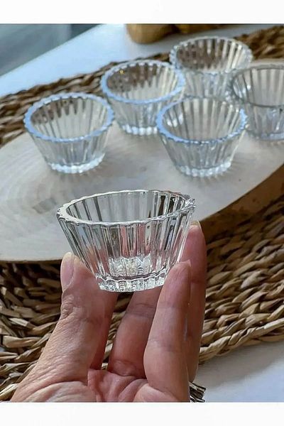 Şahinhome 6 Pieces Mini Glass Sauce Bowl Coffee Side Turkish Delight Bowl Jam Bowl Decorative Presentation Bowl