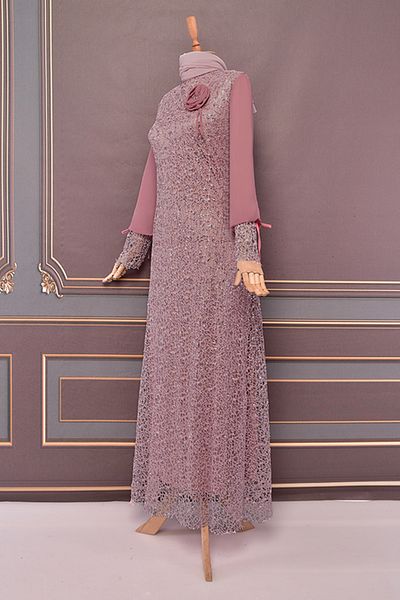 ModaMerve Dark Powder Sequin Evening Dress - Asm12020