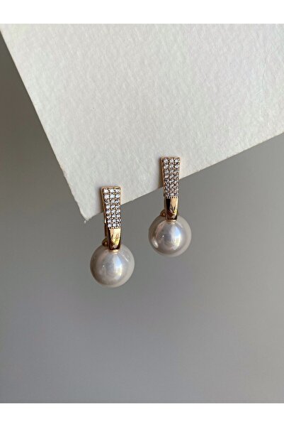 Owentis Çelik Taşlı Incili Emerald Küpe -kararma Yapmaz-