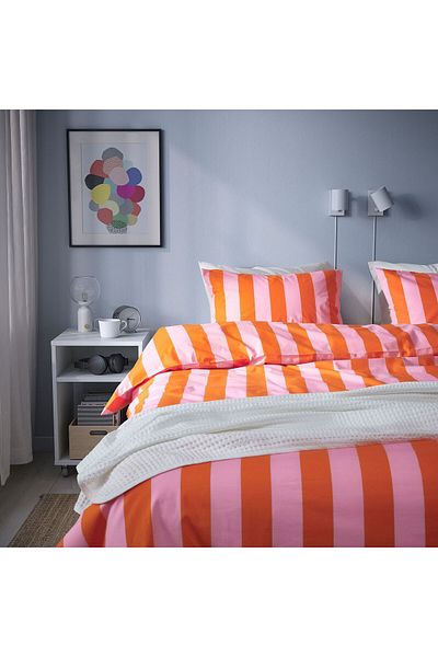 IKEA Σετ Παπλωματοθήκη Μονό Πορτοκαλί-Ροζ - 150x200/50x60 cm