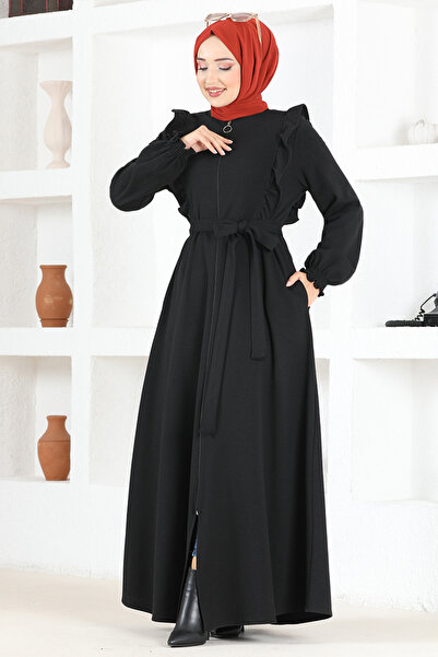 ModaMerve Belted Ferace MSL4320 Black