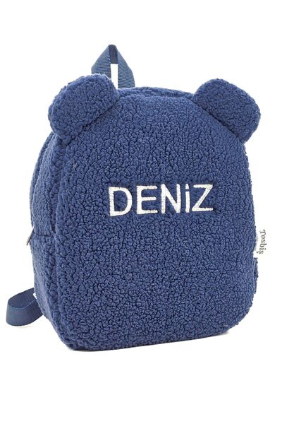 Tosbiş [İSTEDİĞİNİZ İSMİ NAKIŞLA YAZIYORUZ ] Teddy Lacivert 0-8 Yaş Çocuk Sırt Çantası, Anaokulu-kreş