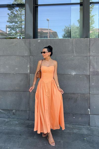 Seda Yalçın Atelier Sevilla Orange Dress with Chest Hands