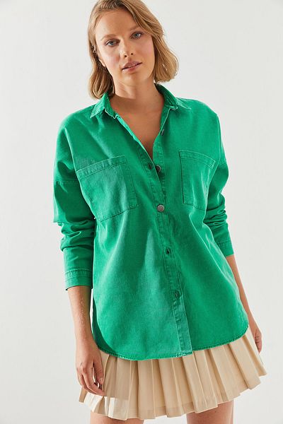 Bianco Lucci Gabardine Women's Shirt - Double Pocket