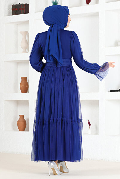 ModaMerve Belted Chiffon Evening Dress END5521 Saks