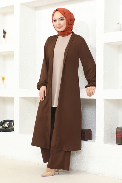 ModaMerve مجموعة ثلاثية ASM2649 بني