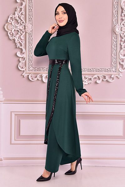 ModaMerve Sequin Combination Emerald Asm7031