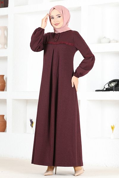 ModaMerve Φόρεμα με κουμπιά MSL14321 Claret Red