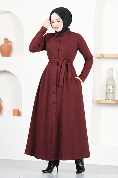 ModaMerve Claret Red Buttoned Cap - MSL4025