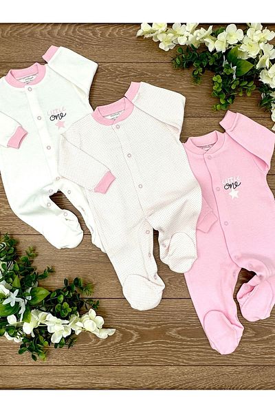Renkli Puset 3-piece Polka Dot Jumpsuit Set for Newborn Baby - Spotted