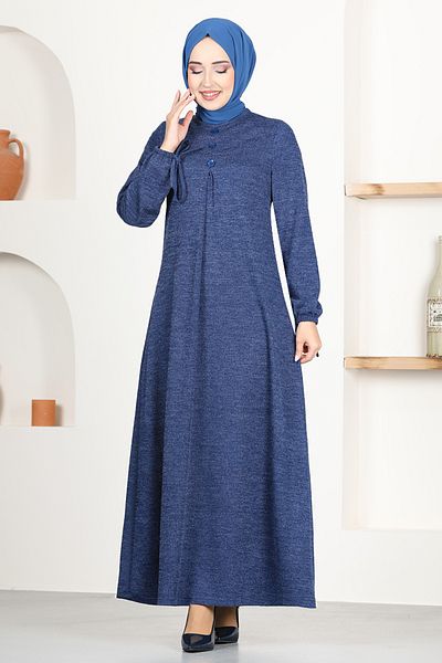 ModaMerve Φόρεμα με κουμπιά MSL1171 Navy Blue