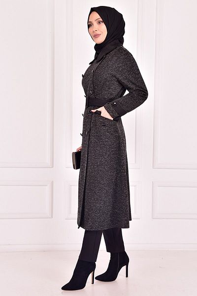 ModaMerve Black Belted Cap - Asm12410