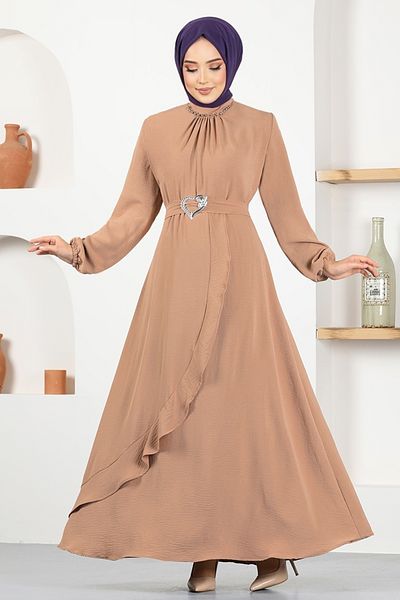 ModaMerve Ζώνη Φόρεμα ASN128 Mink