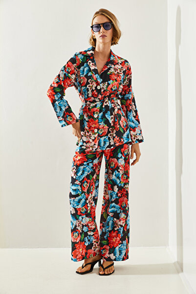 Bianco Lucci Floral Patterned Belted Palazzo Set - Women's 21255 60251655