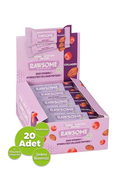 Rawsome gluten Free and Sugar Added Collagen Bar - 30g x 20 Pieces