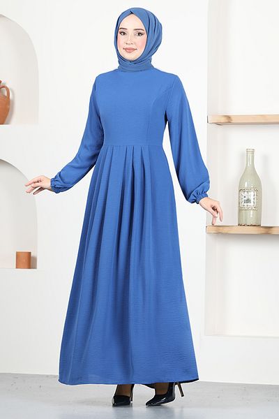ModaMerve Φόρεμα με ζώνη ASN216 Indigo