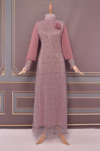 ModaMerve Dark Powder Sequin Evening Dress - Asm12020
