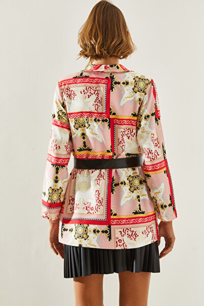 Bianco Lucci Jachetă de damă căptușită cu centură cu model - 2207 60251760