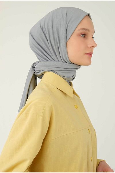 HEQA Combed Cotton Shawl Light Gray