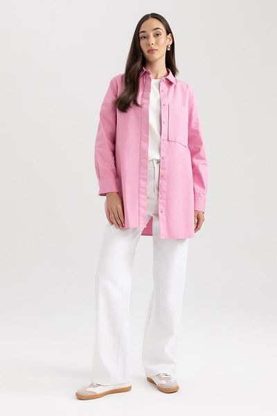 DeFacto Long Sleeve Gabardine Tunic Shirt - B3702ax23au