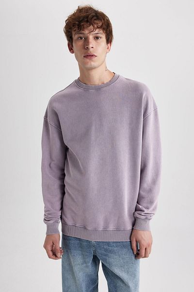DeFacto Φούτερ Crew Neck Washed Comfort Fit - Pale Effect B1119ax23au