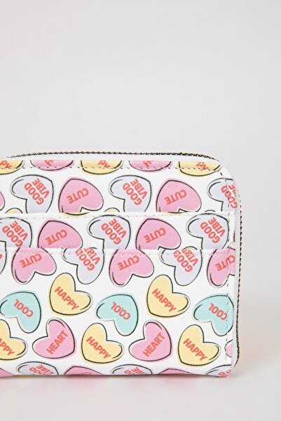 DeFacto Portofel de damă din piele artificială cu model de inimă D6861axns